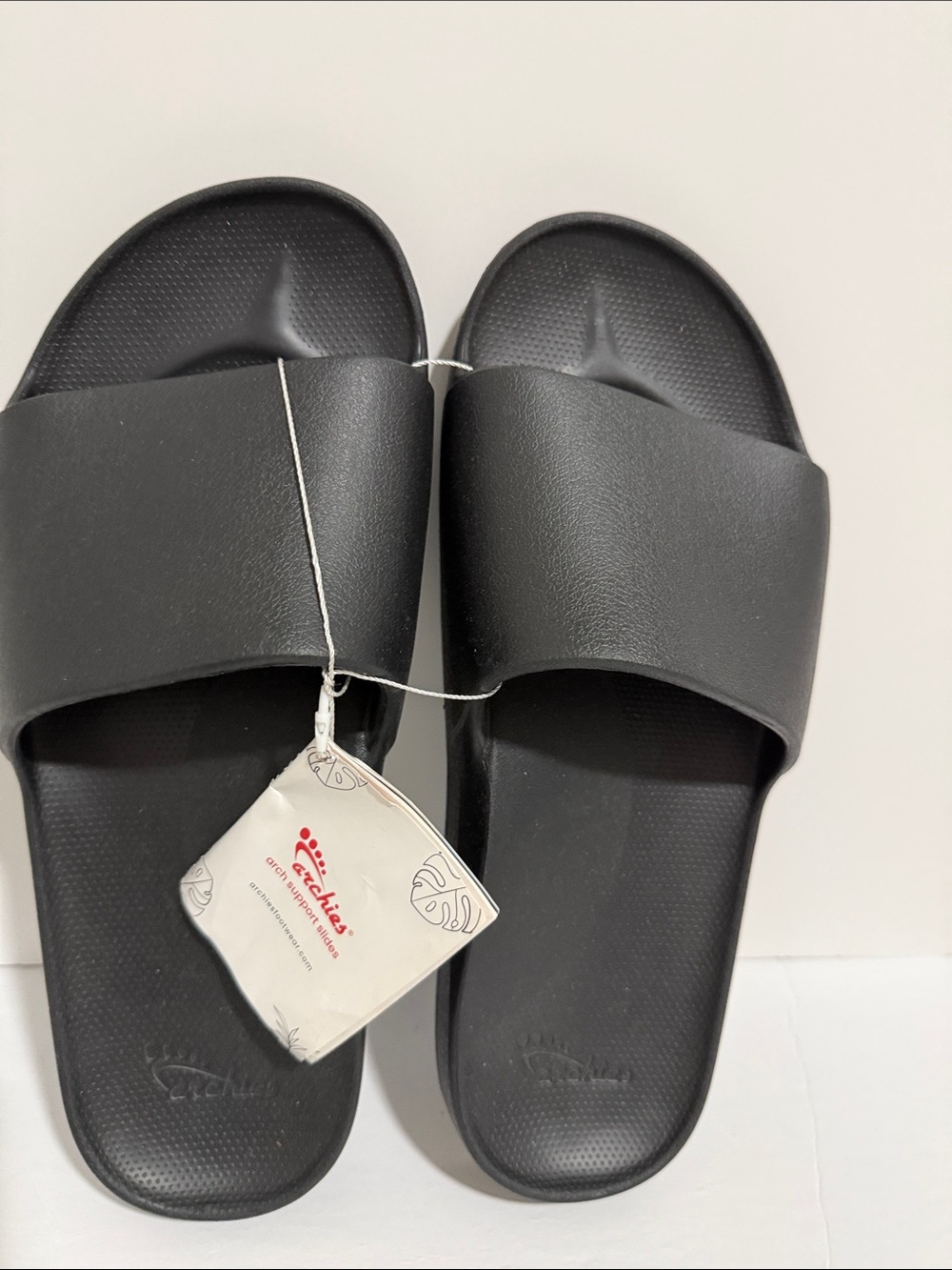 Archie’s Black Slide Sandals with Wide Strap Arch Support Men’s Size 14